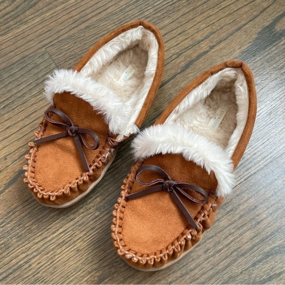 J.Crew Crewcuts Tan Suede Kids Slippers
